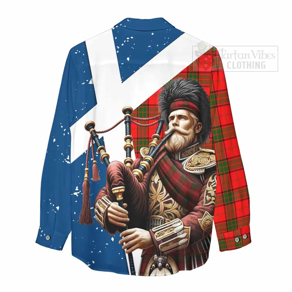 Adair Tartan Women's Casual Shirt with Family Crest Scottish Bagpiper Vibes