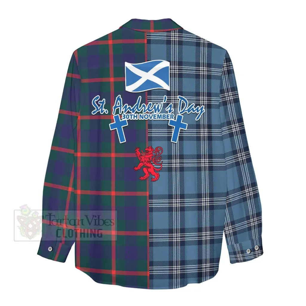 Agnew Tartan Women's Casual Shirt Happy St. Andrew's Day Half Tartan Style