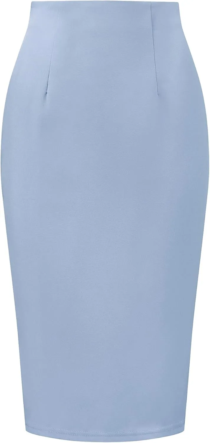 Allegra K Wear to Work Pencil Skirts for Women's Business Knee Length High Waist Bodycon Suit Skirt