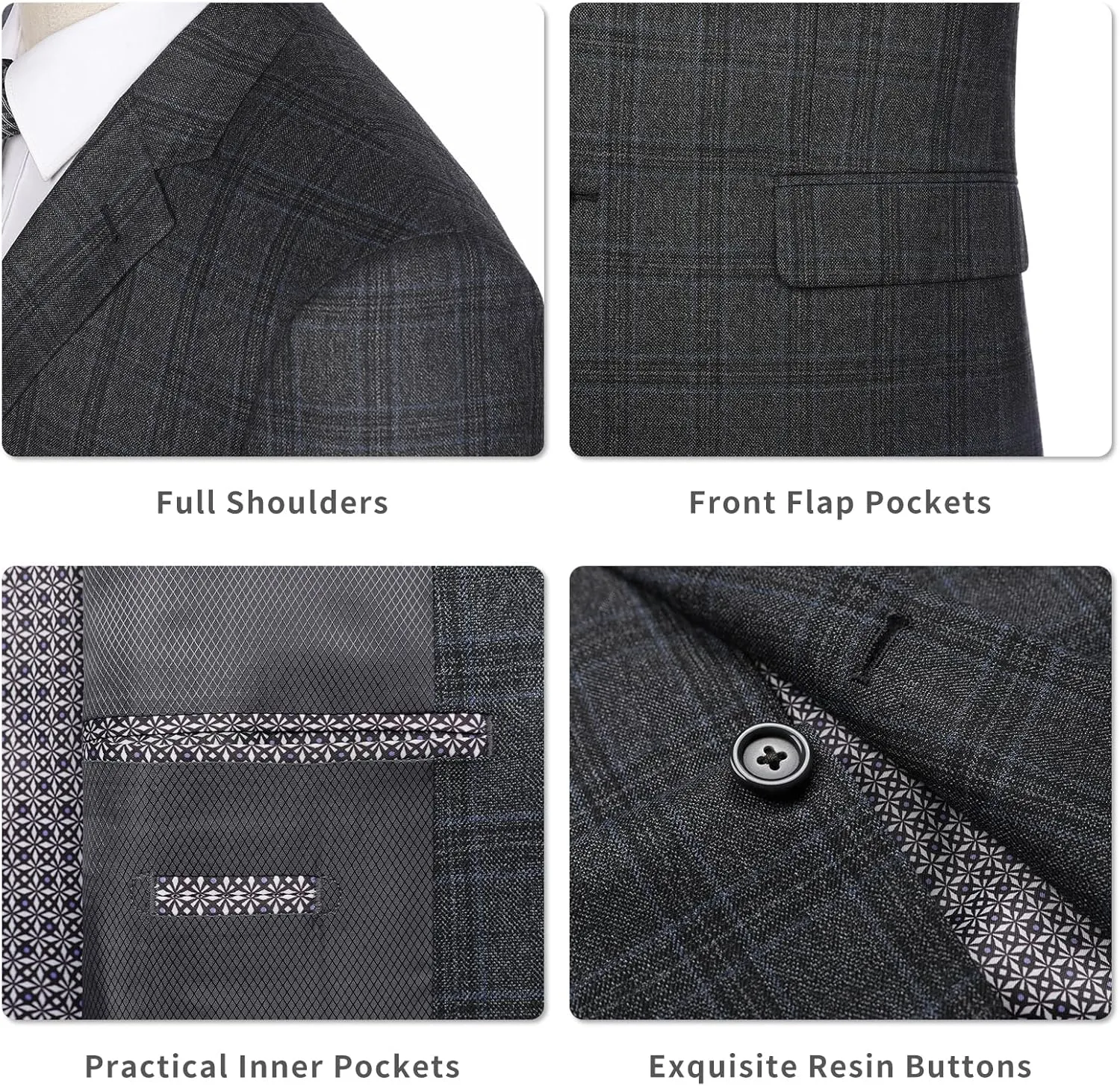 AMY ZHU Men's Sport Coat Stylish Classic Fit Casual Plaid Blazer 2 Button Lightweight Sports Jacket for Daily Wear