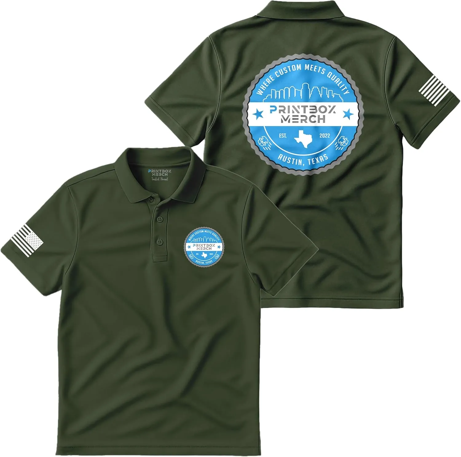 Custom Polo Shirts for Men, Add Any Logo or Text, Mens Polo Shirts Perfect for Golf, Work, Leisure, Short Sleeve Shirt