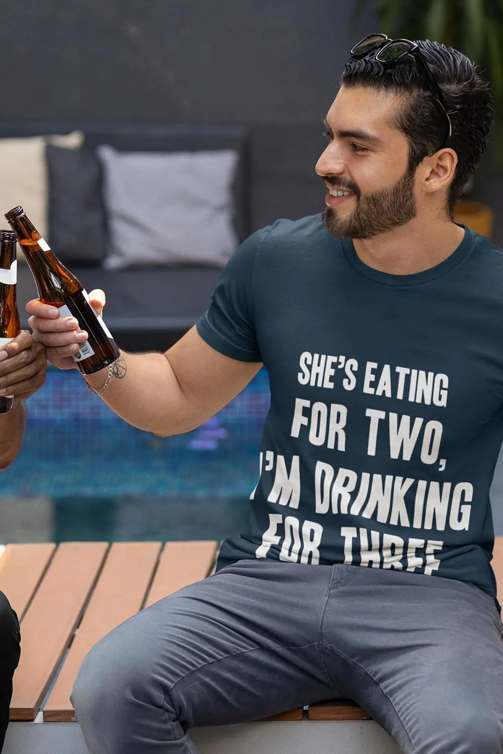 Drinking for Three Funny New Dad T-Shirt, Pregnancy Announcement Tee for Daddy, Joke Gifts for Father