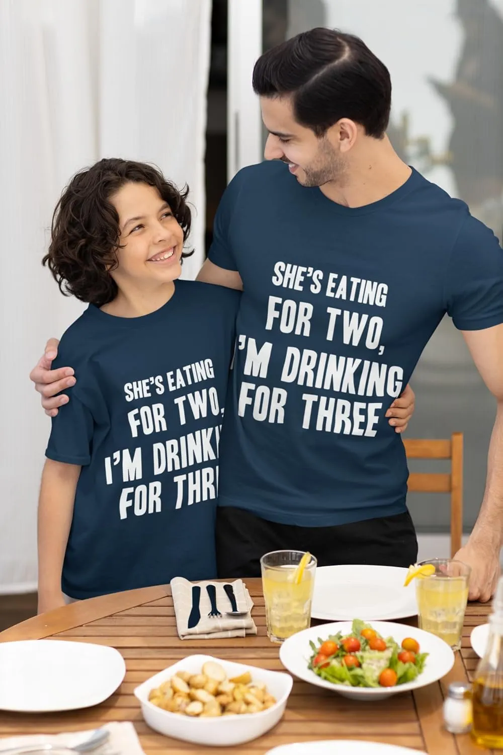Drinking for Three Funny New Dad T-Shirt, Pregnancy Announcement Tee for Daddy, Joke Gifts for Father
