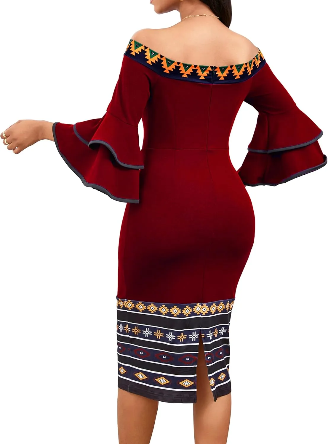 Elegant Dresses for Women Wear to Work Long Sleeve Cocktail Business Knee Length Pencil Lace Dress