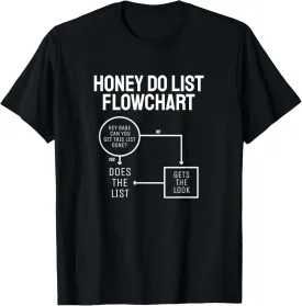 Funny Honey Do List Flow Chart Father's Day Dad Joke T-Shirt