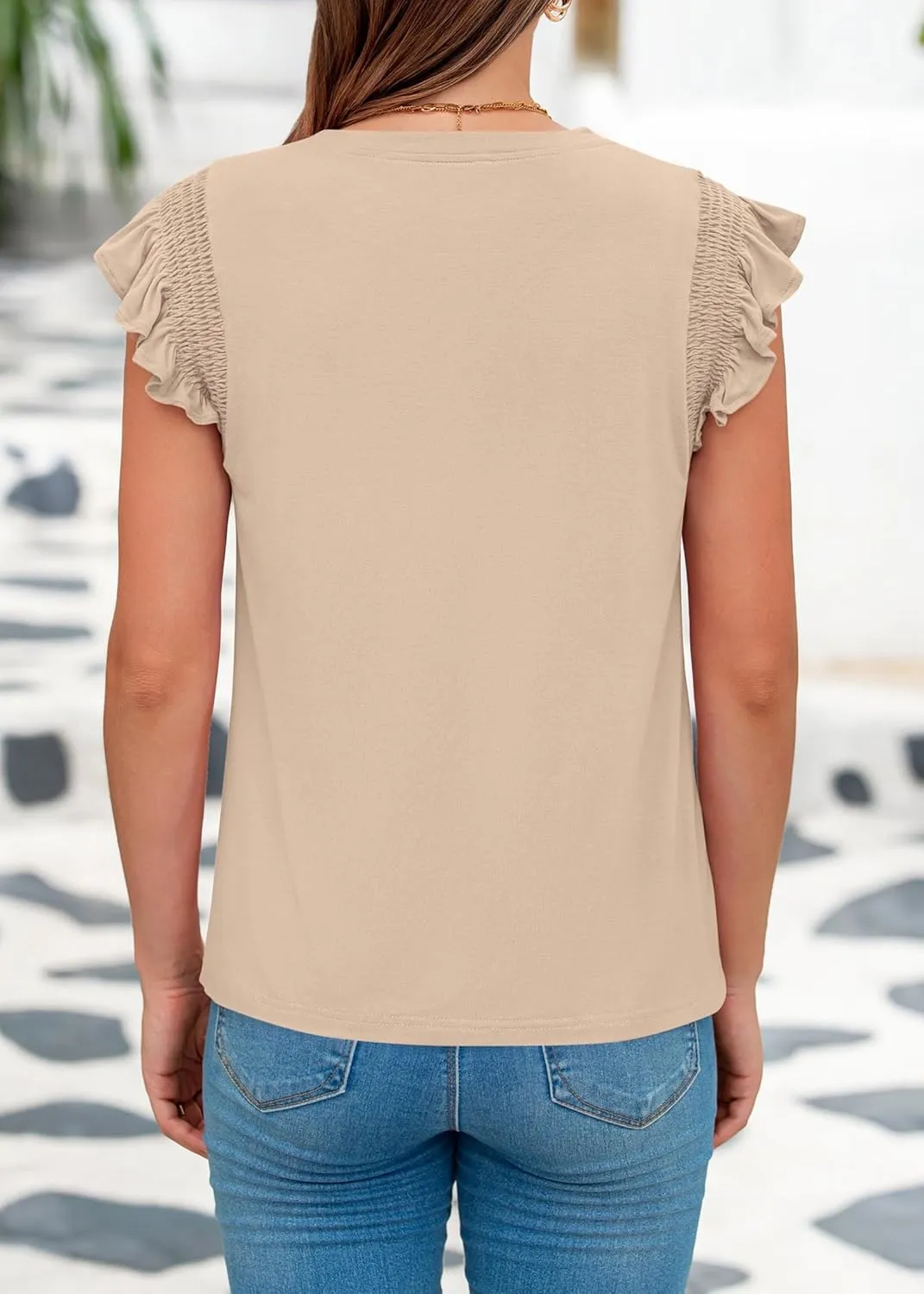 KIRUNDO Womens Tops 2025 Spring Fashion Ruffle Cap Sleeve Casual T Shirts Summer Crewneck Basic Tee Cute Blouses Clothing