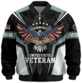 Land Of The Free Vets Jacket Bomber Veterans Jackets, Durable Military Windbreaker Jacket, Patriotic Jackets for Men