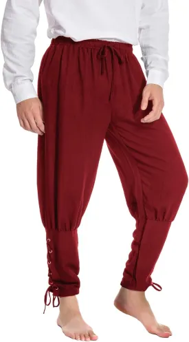 Mens Spring Summer Autumn Ankle Banded Pants Medieval Viking Navigator Trousers Renaissance Pants