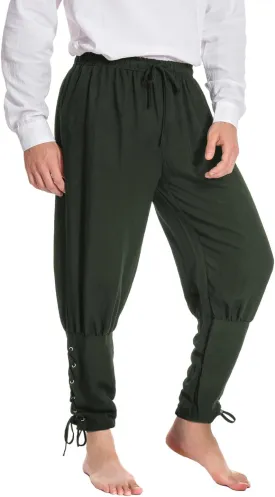 Mens Spring Summer Autumn Ankle Banded Pants Medieval Viking Navigator Trousers Renaissance Pants