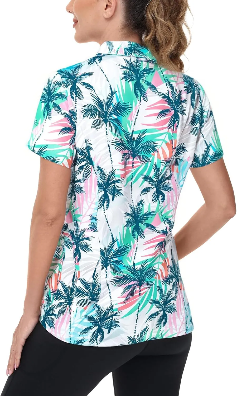 MNLYBABY Womens Golf Polo Shirts Hawaiian Golf Shirt Cool Summer Hawaii Tops Floral Tropic Print Workout Short Sleeve Tee