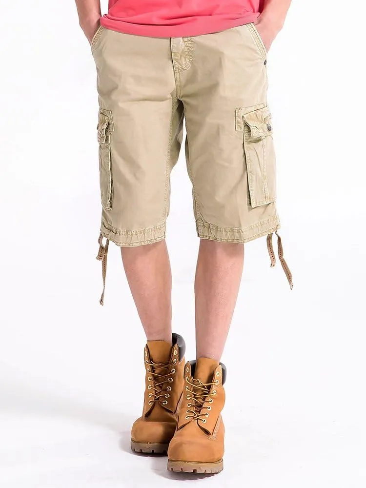 OCHENTA Men's Leisure Multi Pockets Cargo Shorts