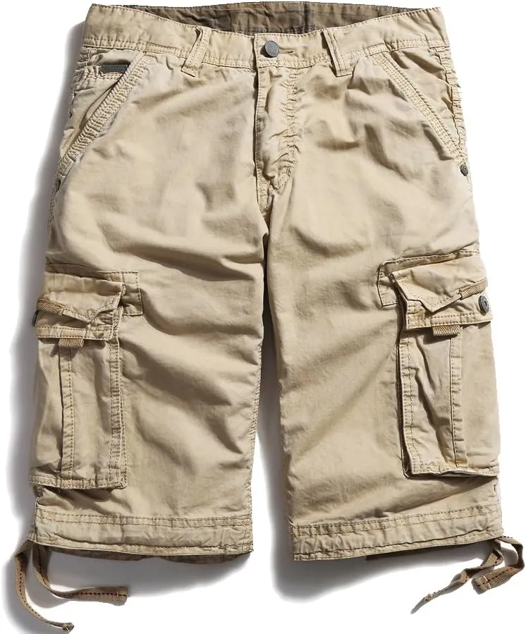 OCHENTA Men's Leisure Multi Pockets Cargo Shorts
