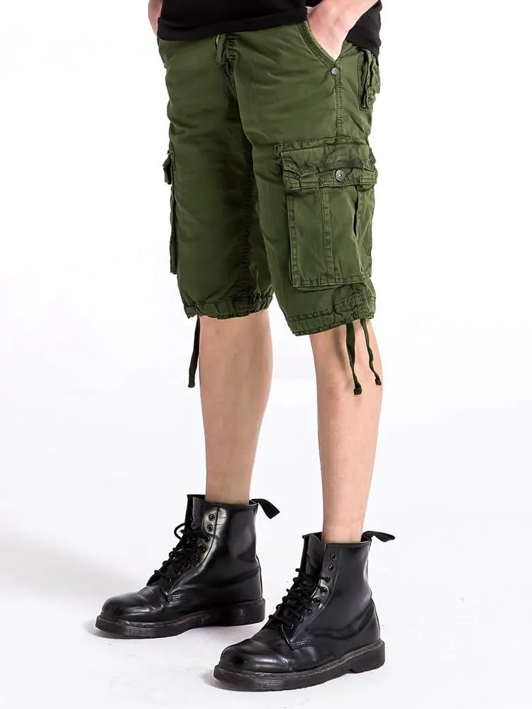 OCHENTA Men's Leisure Multi Pockets Cargo Shorts