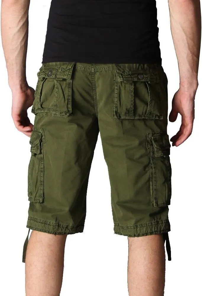 OCHENTA Men's Leisure Multi Pockets Cargo Shorts