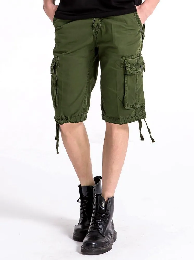 OCHENTA Men's Leisure Multi Pockets Cargo Shorts