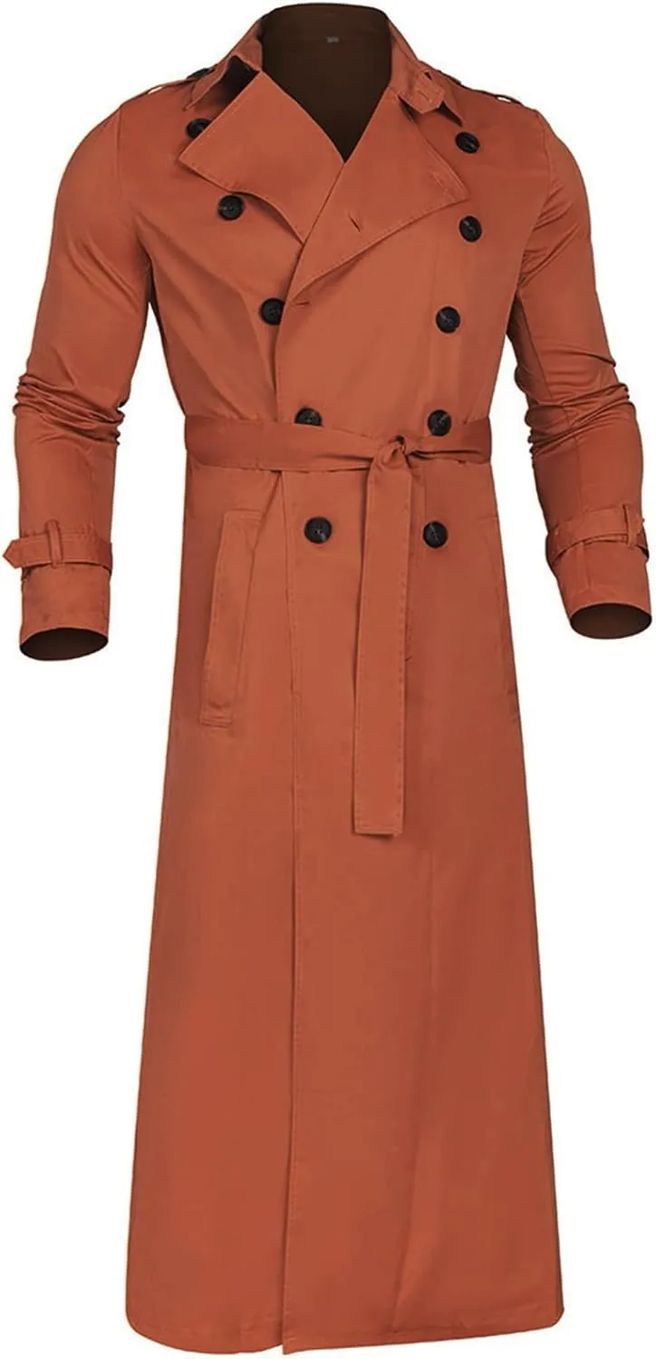 Peacoat For Men Lapel Long Trench Coat Casual Stylish Lightweight Windbreaker Overcoat Spring Fall Jackets,S-2XL
