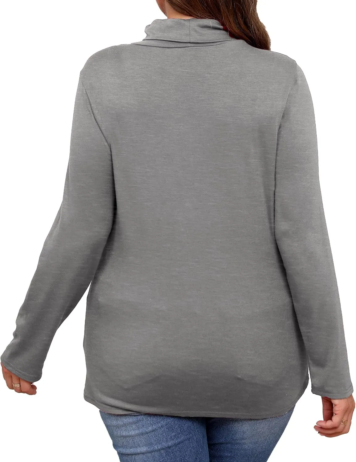 Plus Size Turtleneck Shirt Women Long Sleeve Slim Fit Mock Neck Bodycon Tops