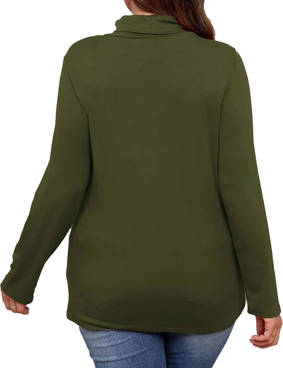 Plus Size Turtleneck Shirt Women Long Sleeve Slim Fit Mock Neck Bodycon Tops