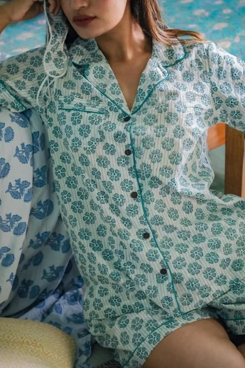 Sootisyahi 'Pretty Petals' Block Printed Cotton Nightsuit