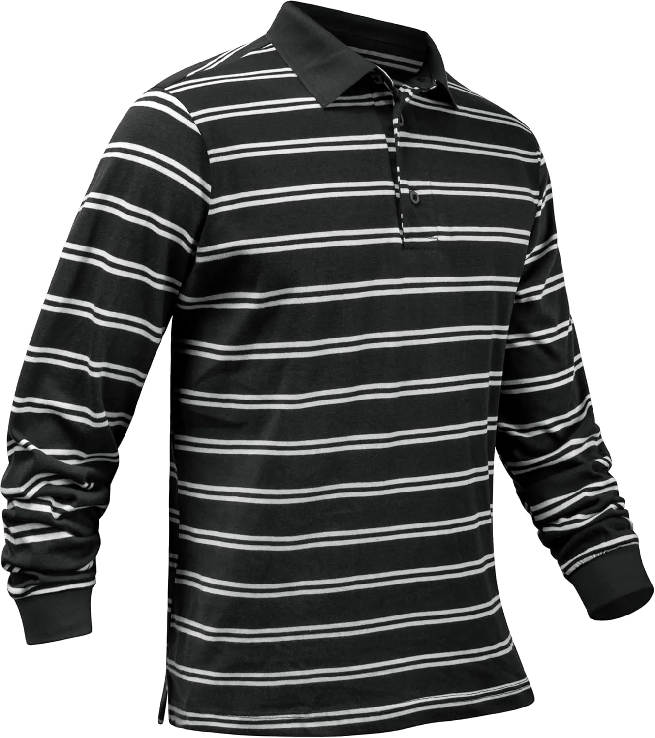 TAPULCO Mens Classic Fit Striped Polo Shirts Casual Collared Sports Golf Tennis Daily T-Shirts for Everyday Wear