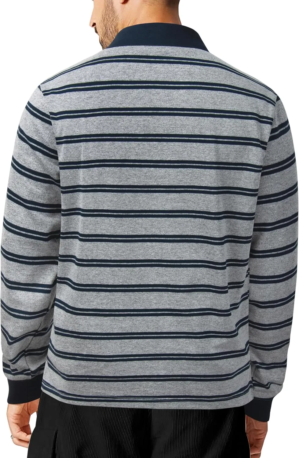 TAPULCO Mens Classic Fit Striped Polo Shirts Casual Collared Sports Golf Tennis Daily T-Shirts for Everyday Wear