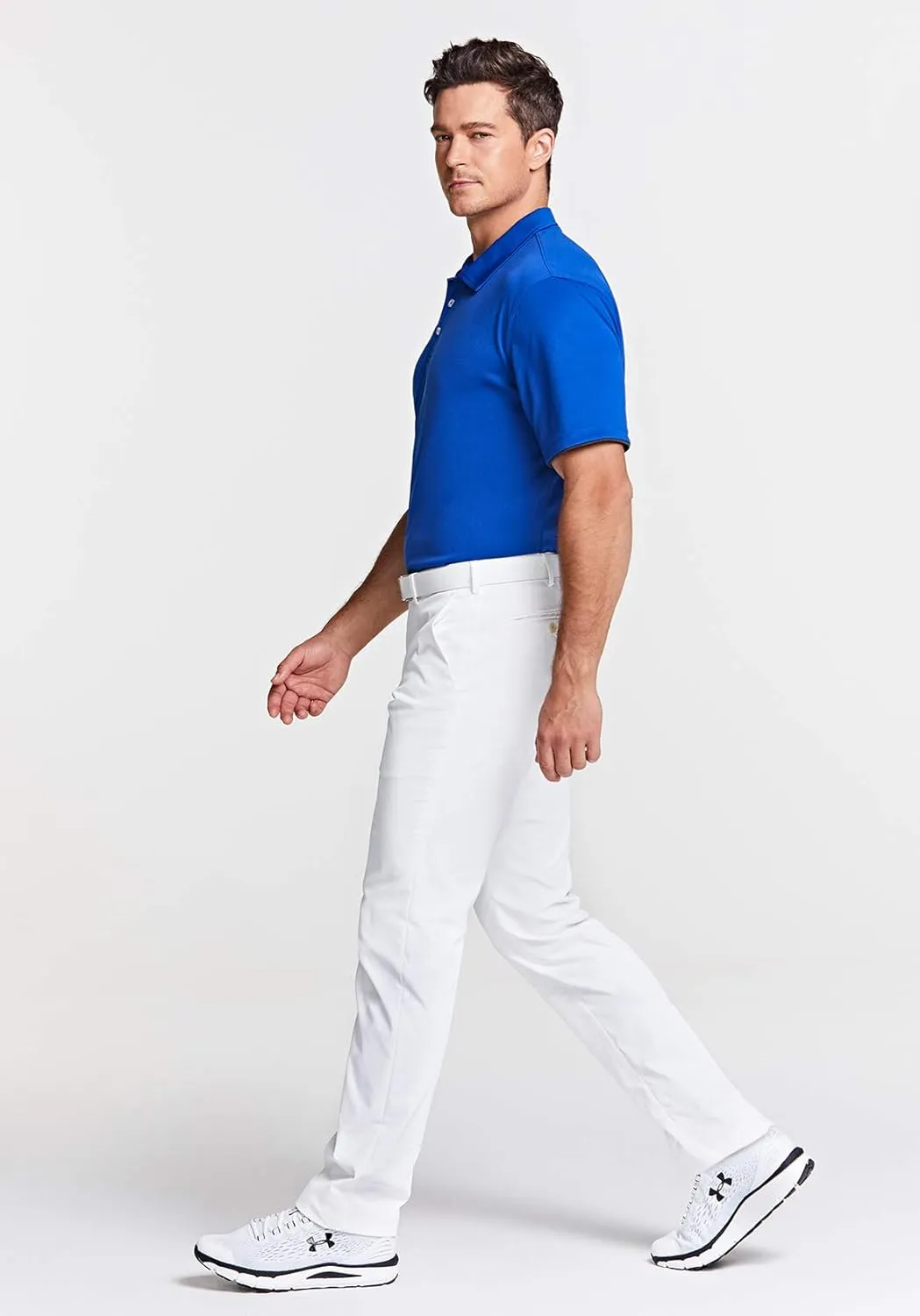 TSLA Men's Short Sleeve Polo Shirts, Regular fit Quick Dry Golf Shirts, Sports Performance Dri Flex Tech Solid Top Shirts