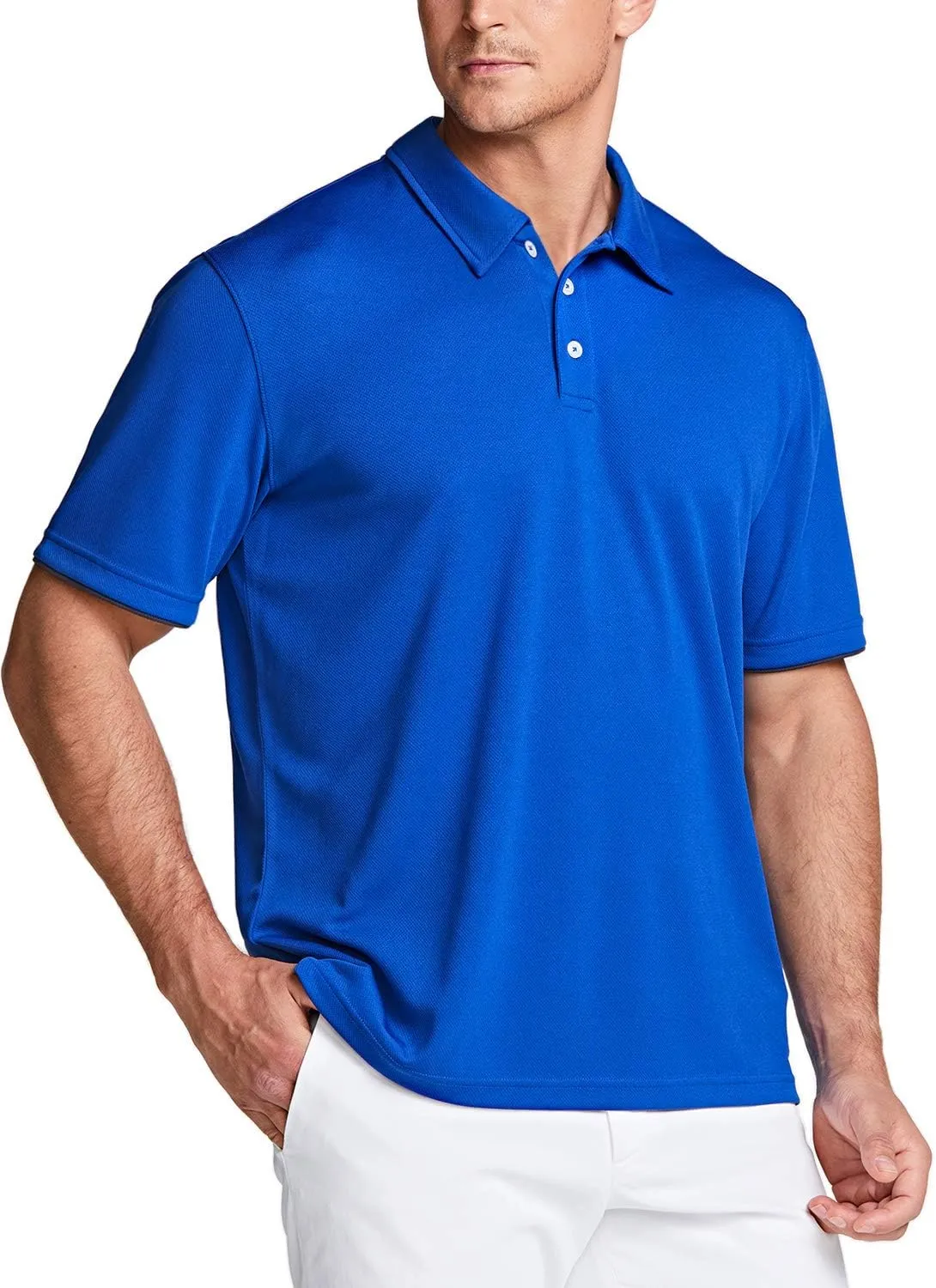 TSLA Men's Short Sleeve Polo Shirts, Regular fit Quick Dry Golf Shirts, Sports Performance Dri Flex Tech Solid Top Shirts