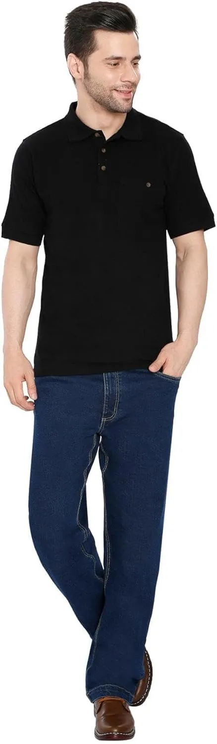 Turtle Bay New York Men's Short Sleeve Pique Polo Shirt in Cotton Blend with Front Pocket