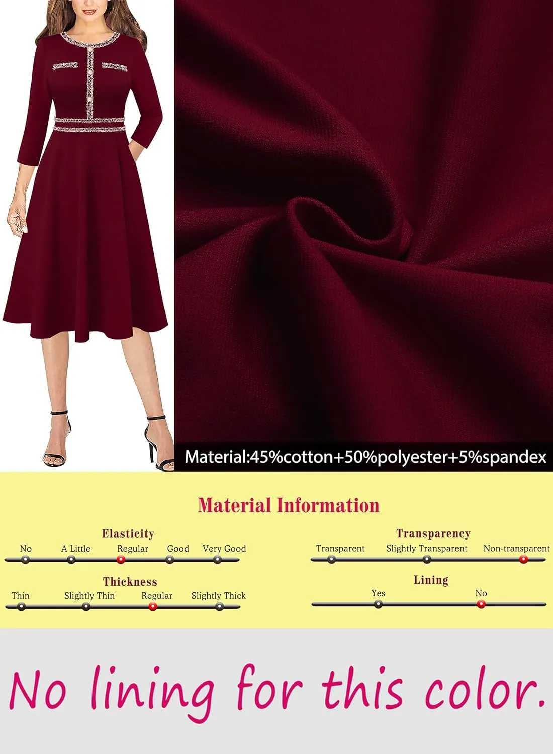 VFSHOW Womens Button Pockets Wear to Work Office Business Vintage Church Fit and Flare A Line Dress