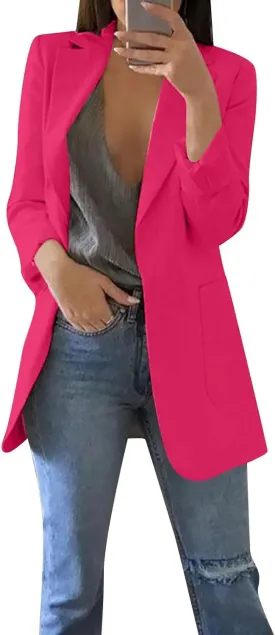 WANZZXCSL Womens Casual Blazers Business Casual Dressy Long Sleeve Lightweight Jackets Spring Summer Cardigan Work Suit