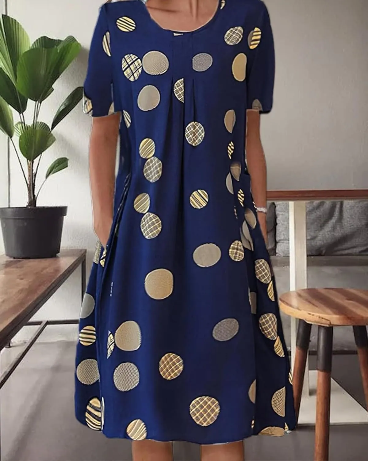Women's Boho Dress Floral Print Short Sleeve T Shirt Dress 2025 Summer Casual Loose Swing Midi Dresses with Pockets