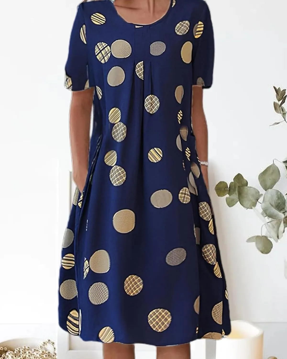 Women's Boho Dress Floral Print Short Sleeve T Shirt Dress 2025 Summer Casual Loose Swing Midi Dresses with Pockets