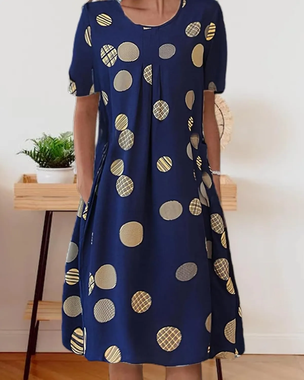 Women's Boho Dress Floral Print Short Sleeve T Shirt Dress 2025 Summer Casual Loose Swing Midi Dresses with Pockets