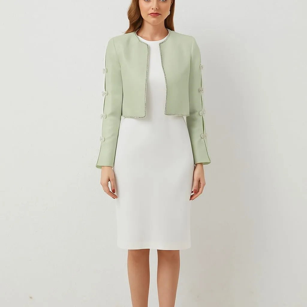 Women's Luxury Jackets Structured Dressy Jackets Crystals Short Cape Jacket, Wedding Guest Dinner Date Night, XS-XXXL