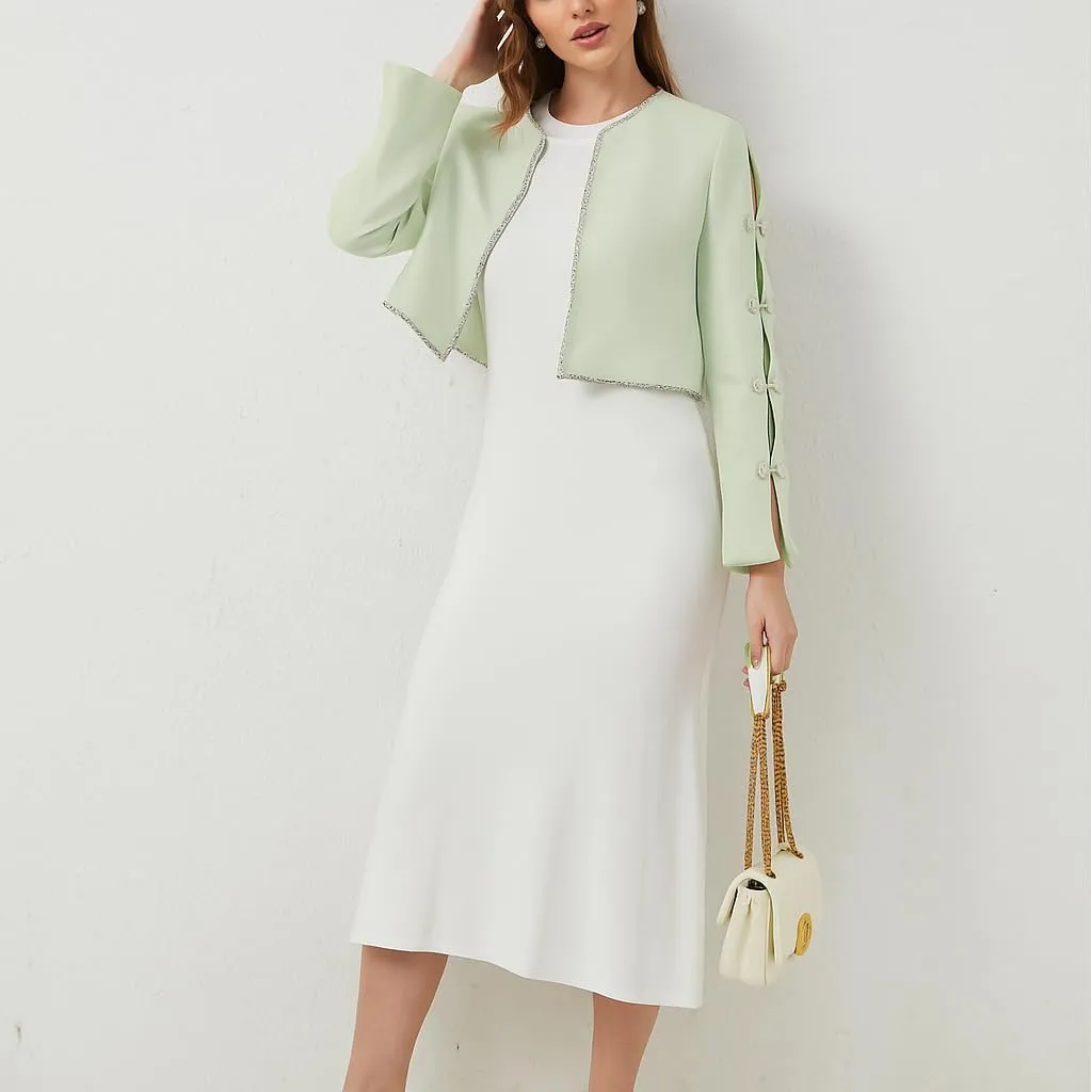 Women's Luxury Jackets Structured Dressy Jackets Crystals Short Cape Jacket, Wedding Guest Dinner Date Night, XS-XXXL
