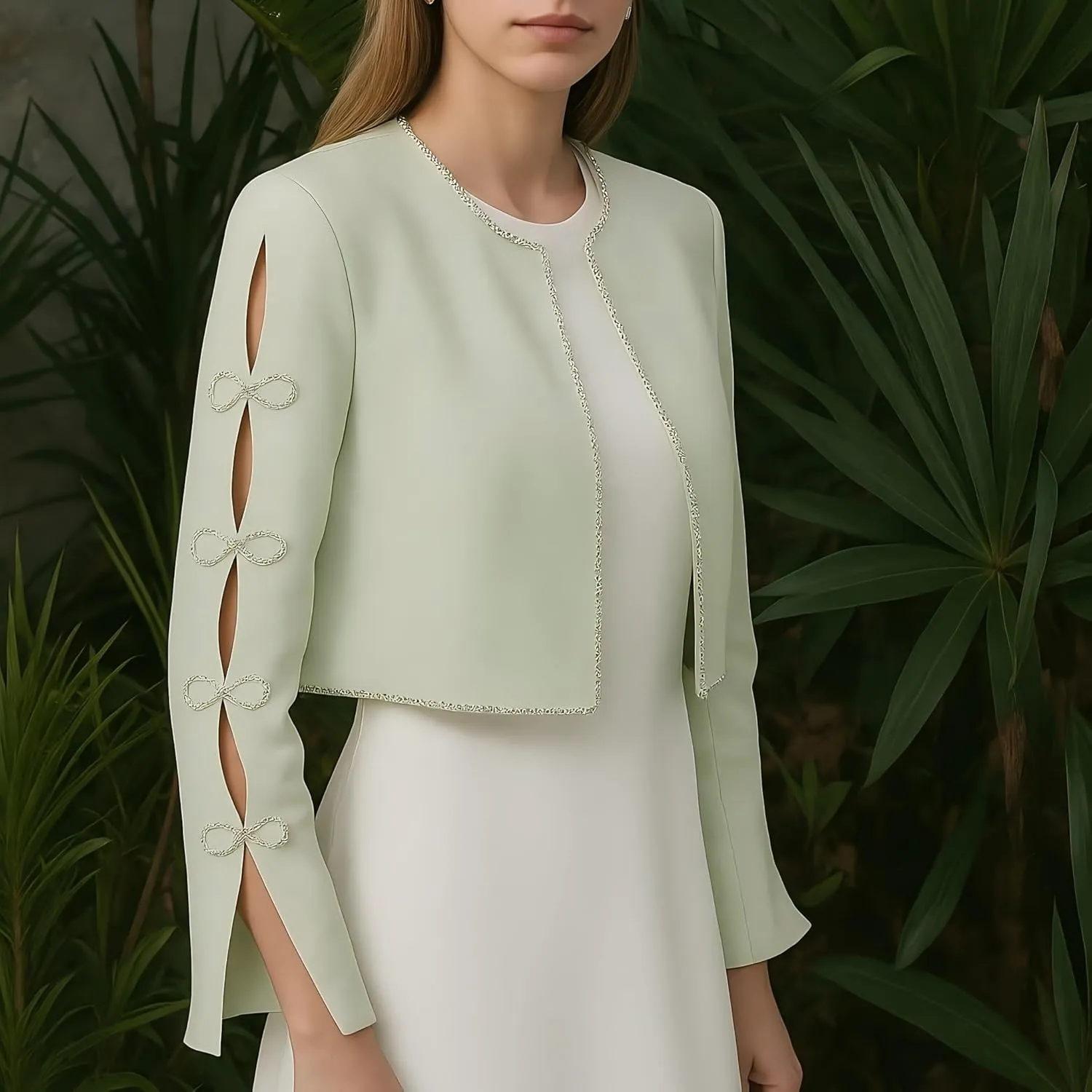 Women's Luxury Jackets Structured Dressy Jackets Crystals Short Cape Jacket, Wedding Guest Dinner Date Night, XS-XXXL