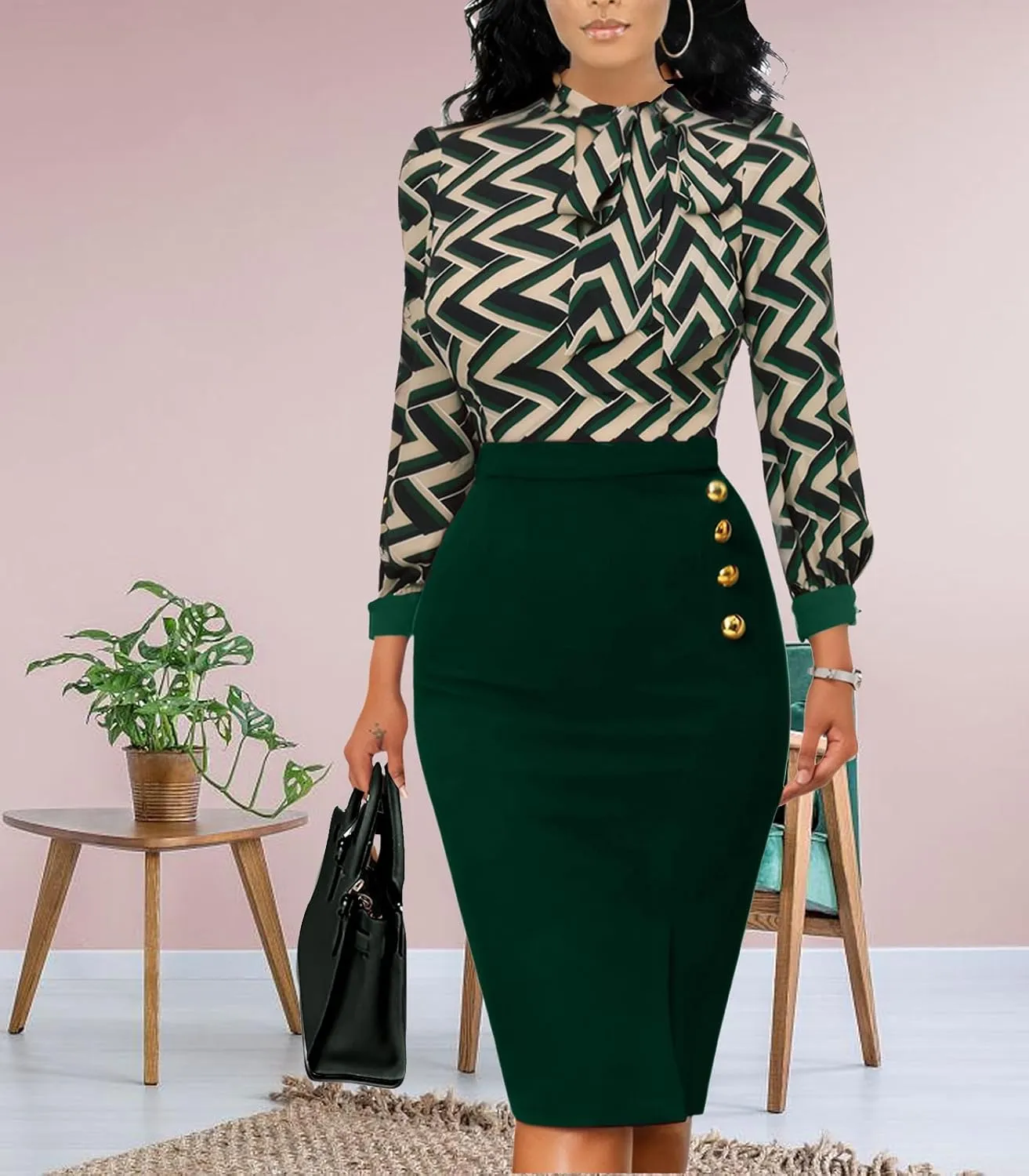 Work Dresses for Women Formal Long Sleeve Wear to Work Office Business Church Dress Elegant Party Midi Pencil Dresses