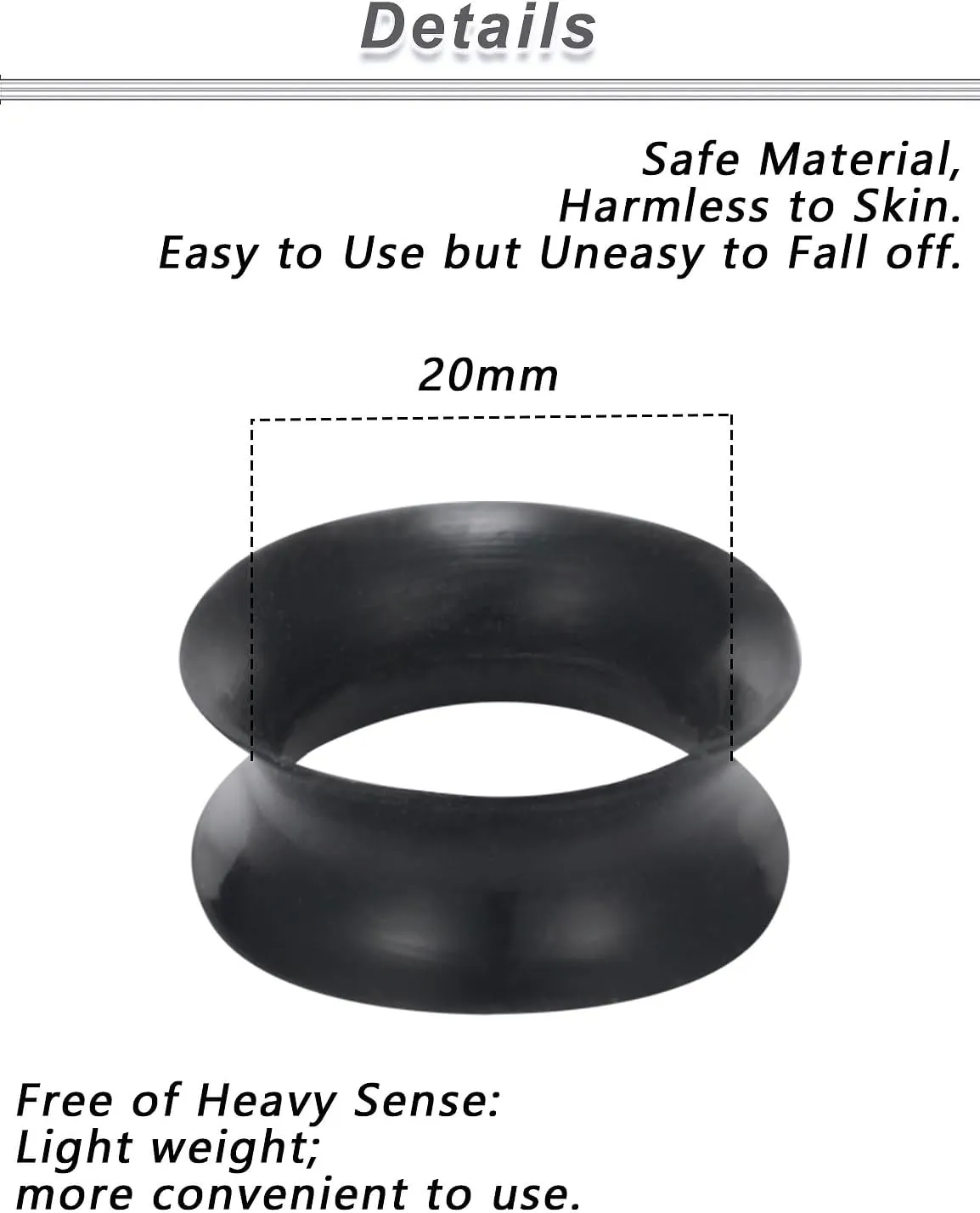Yaalozei 10G-50mm Silicone Gauges for Ear Double Flare Gauges Tunnels Plugs Earrings Flexible Ultra Thin Ear Tunnels Stretching Set Gauges Earlets Plugs Black Gauges