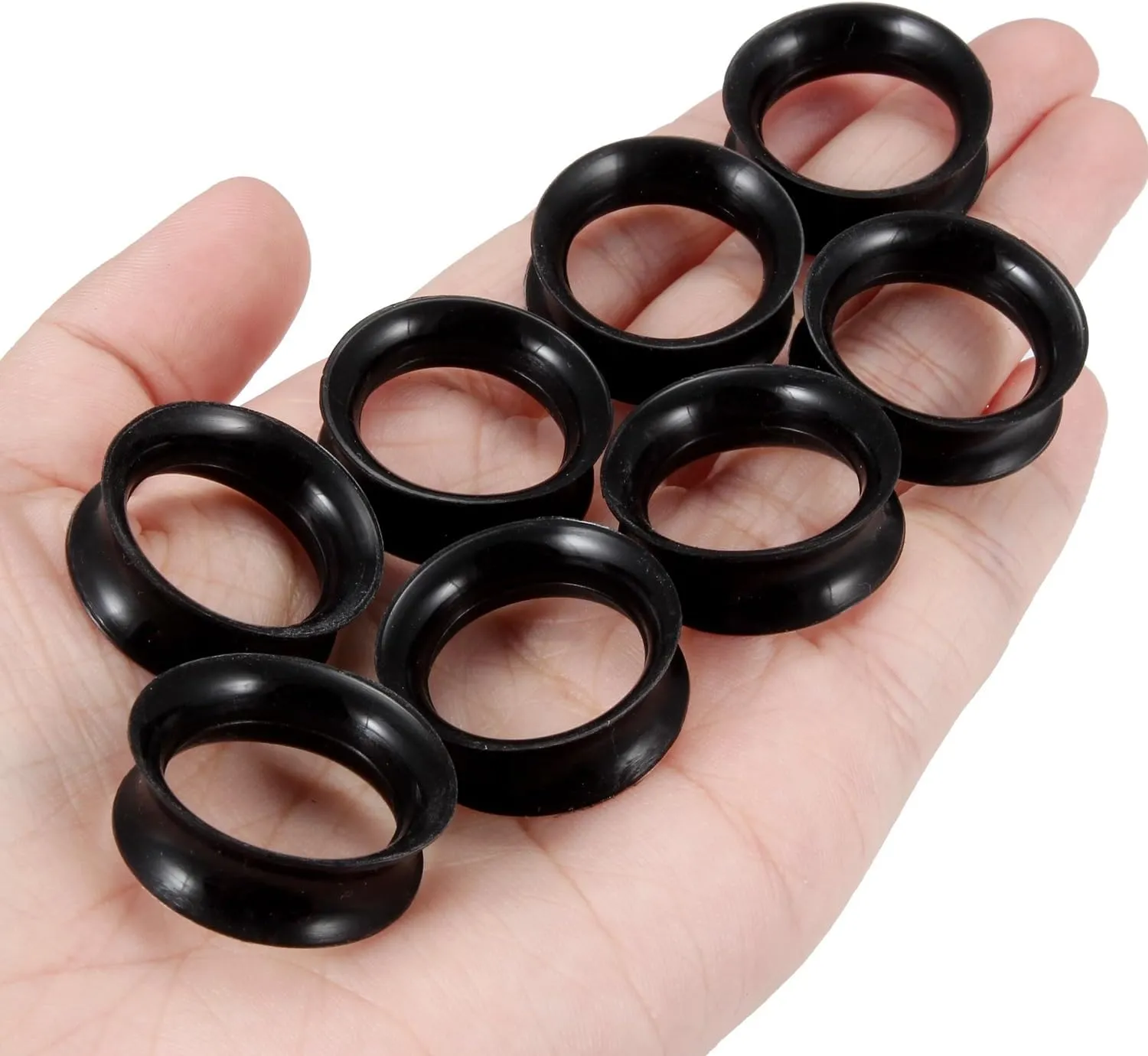 Yaalozei 10G-50mm Silicone Gauges for Ear Double Flare Gauges Tunnels Plugs Earrings Flexible Ultra Thin Ear Tunnels Stretching Set Gauges Earlets Plugs Black Gauges