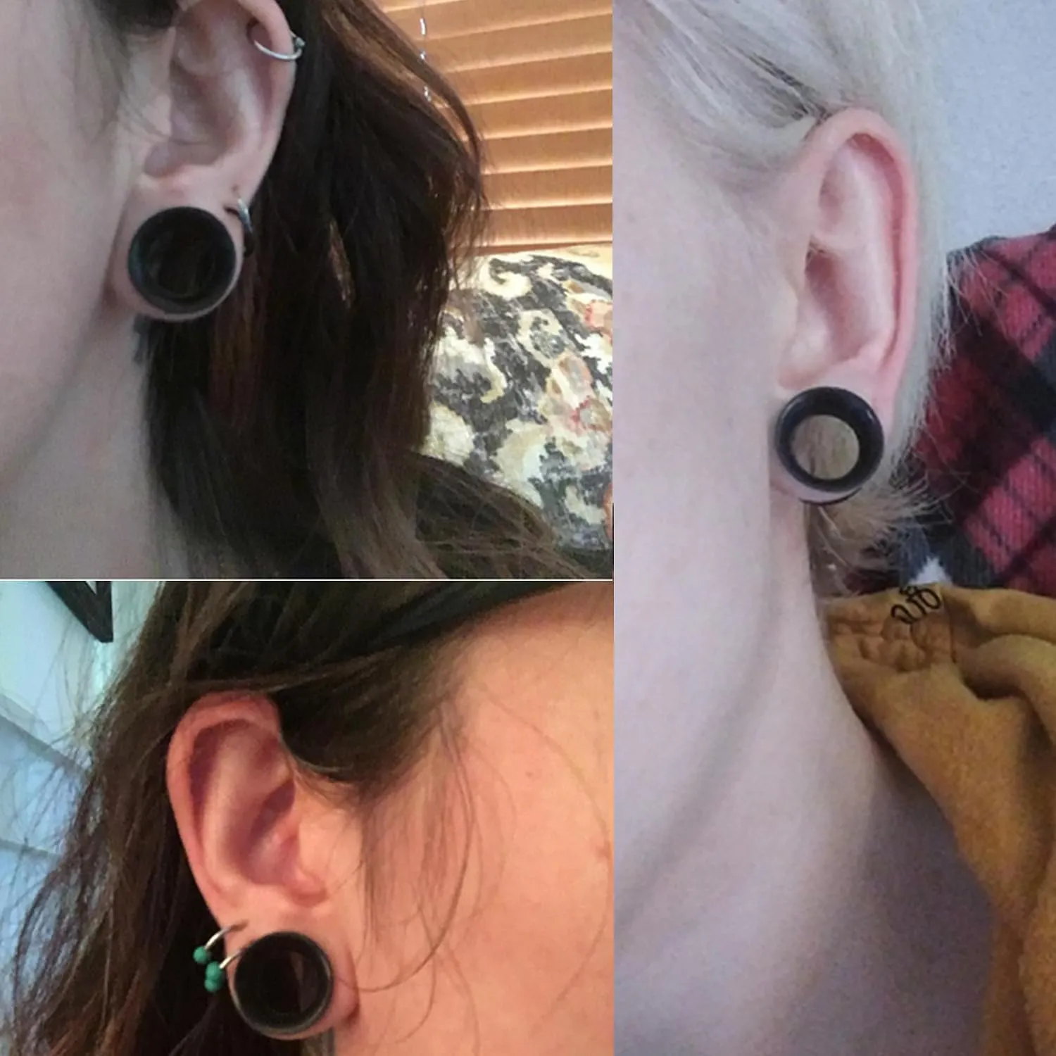 Yaalozei 10G-50mm Silicone Gauges for Ear Double Flare Gauges Tunnels Plugs Earrings Flexible Ultra Thin Ear Tunnels Stretching Set Gauges Earlets Plugs Black Gauges
